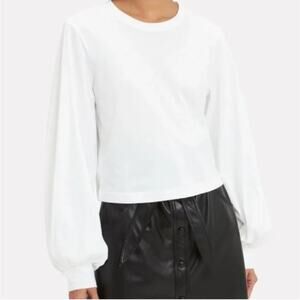 The Range Cropped Blouson Sleeve T-Shirt in White